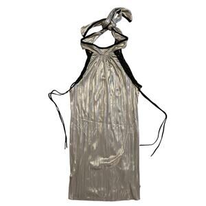 Vintage Y2K Women's SALVAGE Silver and Black Metallic Long Tunic Tank M